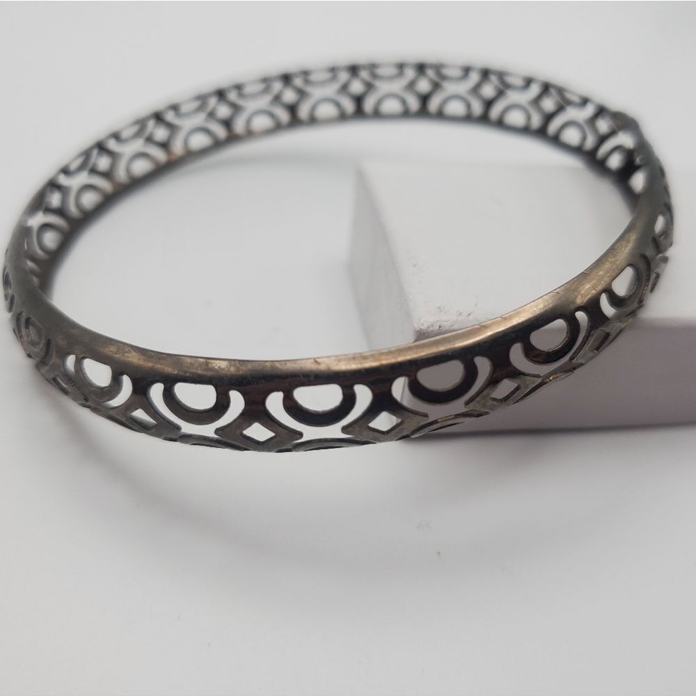 Silver‎ tone openwork lace filigree carved bracelet 💥 B0903